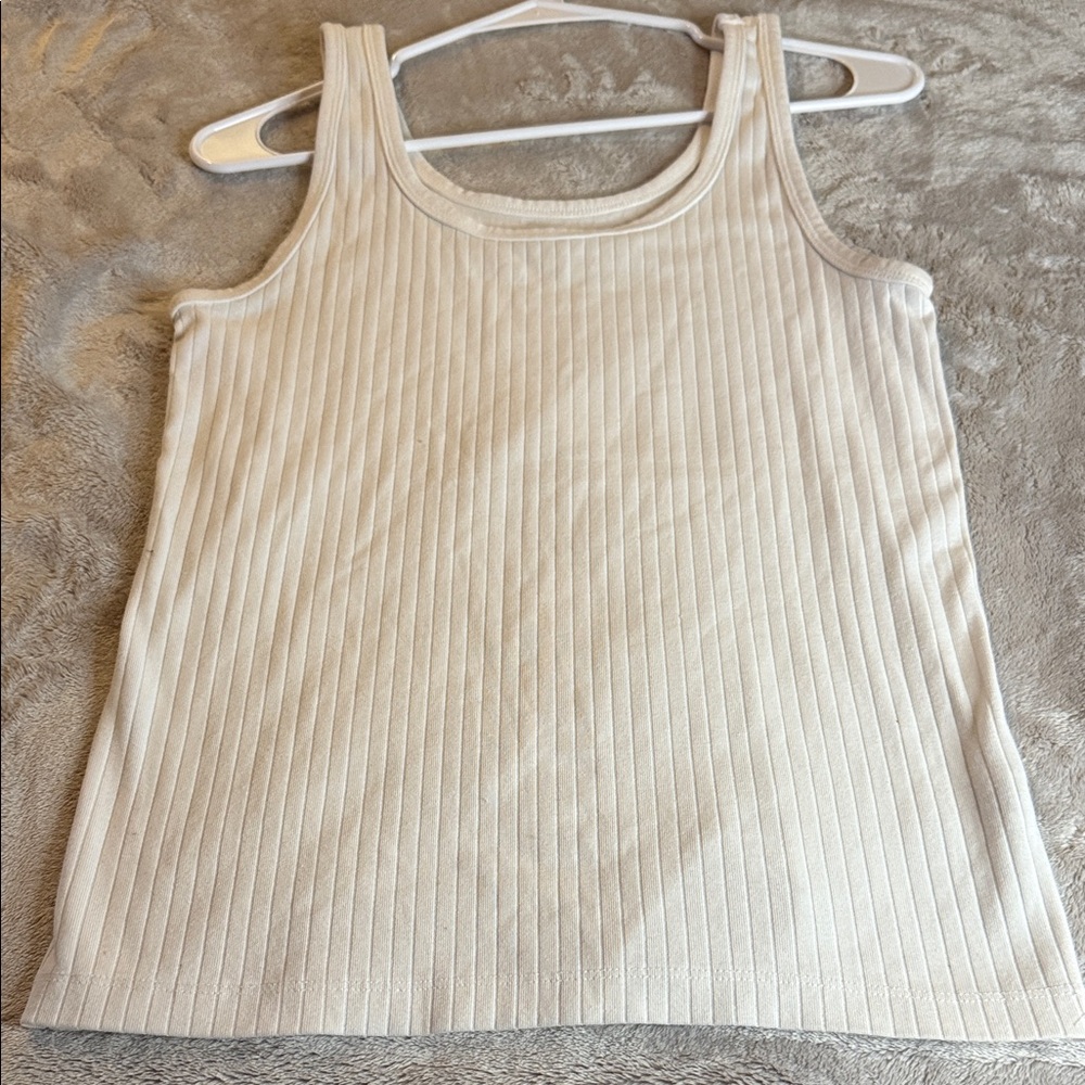 Aerie Cream Ribbed Tank Top